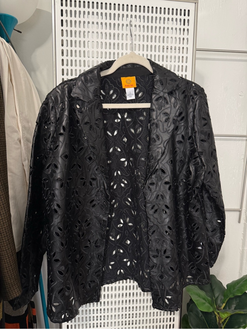 Ruby Rd. Black Laser-Cut Open-Front Jacket - Picture 3 of 6